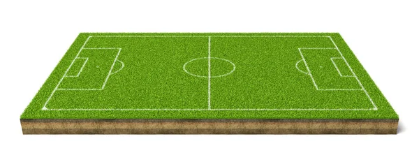 3d representación de un campo de fútbol hierba deporte con líneas blancas —  Fotos de Stock