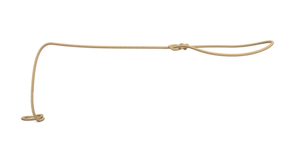 3d renderização de uma corda amarrada em um laço e voando em um fundo branco . — Fotografia de Stock