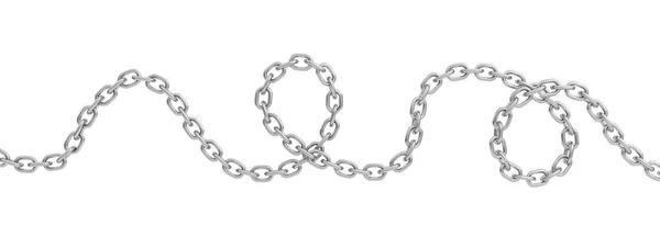 3d representación de una sola cadena de acero pulido curvado acostado sobre un fondo blanco . — Foto de Stock