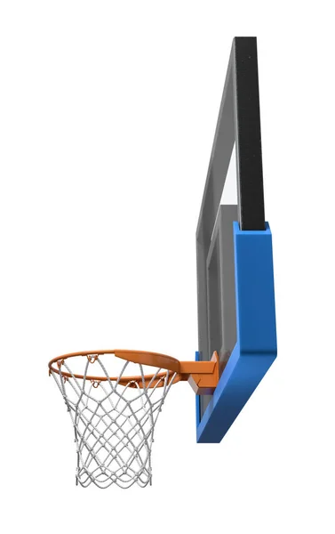 3D-Darstellung eines Basketballkorbs mit leerem Korb und transparentem Backboard. — Stockfoto