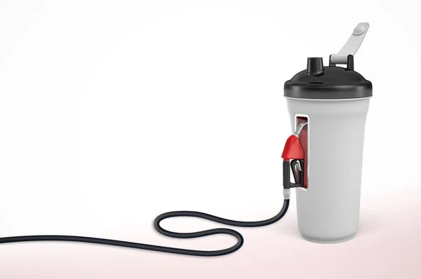 Representación en 3D de un agitador de fitness con una manguera de gas para vehículos largos conectada a él . —  Fotos de Stock