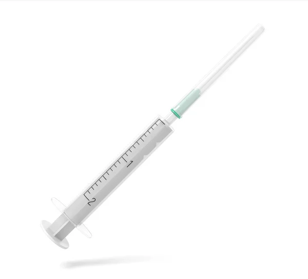 3D renderização da seringa médica de segurança com agulha isolada em fundo branco — Fotografia de Stock