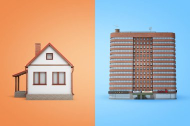 yüksek doğmak daireler vs özel evin iki renk arka plan üzerinde 3D render