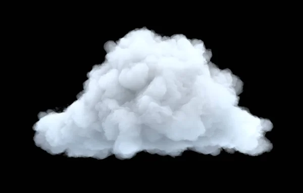 Representación 3d de una nube cúmulo voluminoso blanco sobre un fondo negro . — Foto de Stock