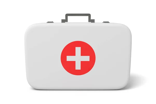 3d оказание первой медицинской помощи коробка изолированы на белом фоне — стоковое фото