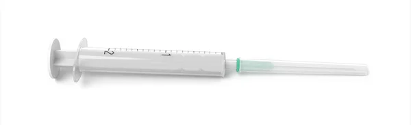 3D-rendering av säkerhet medicinsk spruta med nål isolerad på vit bakgrund — Stockfoto