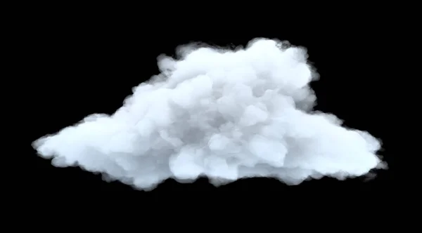 3D-Darstellung einer weißen sperrigen Kumuluswolke auf schwarzem Hintergrund. — Stockfoto