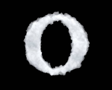 siyah arka plan üzerine izole bir mektup O şeklinde bulut 3D render.