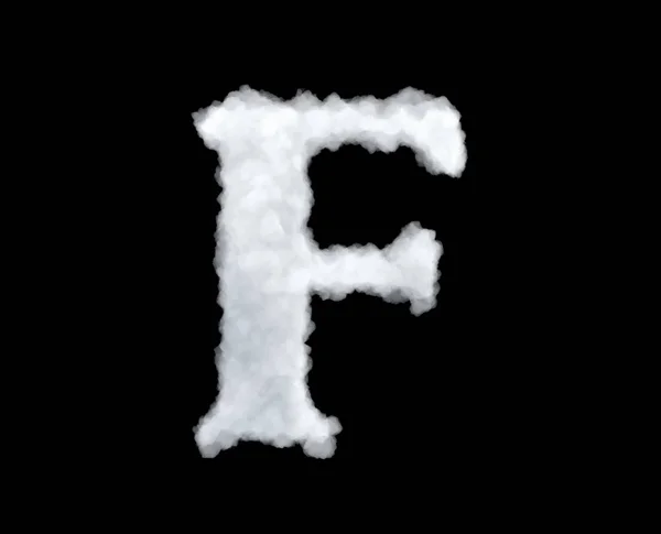 Renderização 3d de uma nuvem em forma de letra F isolada em fundo preto . — Fotografia de Stock
