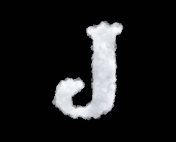 3d 渲染在黑色背景上隔离的字母 j 形云. — 图库照片