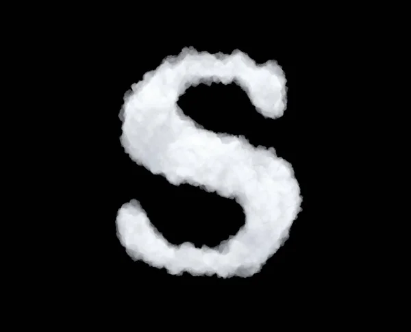 3D-Darstellung einer Buchstaben-s-förmigen Wolke isoliert auf schwarzem Hintergrund. — Stockfoto