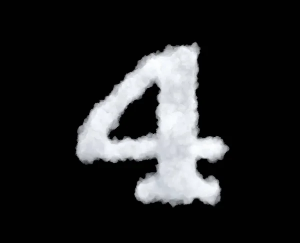 3D рендеринг облака в форме числа 4, выделенного на черном фоне . — стоковое фото