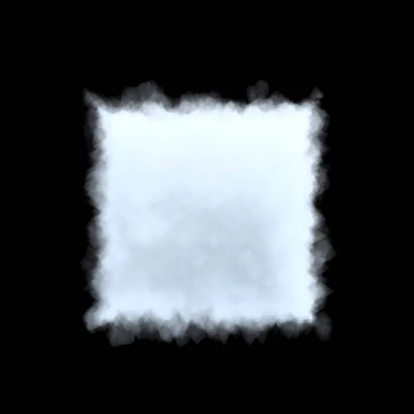 Bir kare siyah bir arka plan olarak bir beyaz hantal kümülüs bulut 3D render. — Stok fotoğraf
