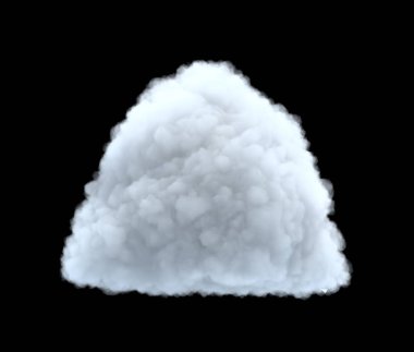 siyah bir zemin üzerine beyaz hantal kümülüs bulut 3D render.