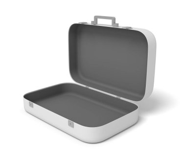 açık bir boş tıbbi kutusu beyaz arka plan üzerinde izole 3D render.