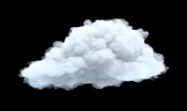 3d rendering of a white bulky cumulus cloud on a black background. — Stock Photo, Image