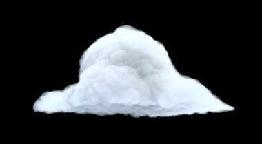 siyah bir zemin üzerine beyaz hantal kümülüs bulut 3D render.