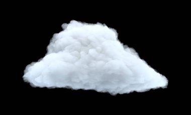 siyah bir zemin üzerine beyaz hantal kümülüs bulut 3D render.