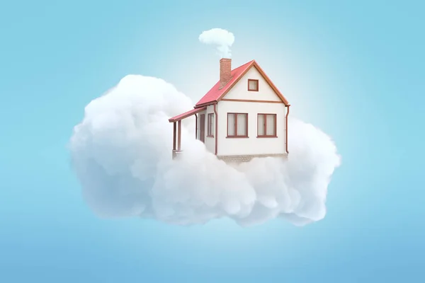 3D vykreslování bílého soukromého domu horní bílý oblak s modrým pozadím — Stock fotografie