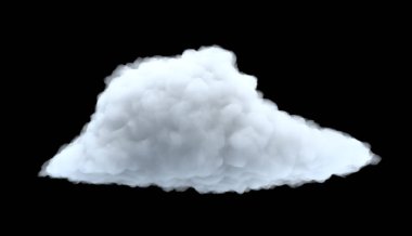 siyah bir zemin üzerine beyaz hantal kümülüs bulut 3D render.