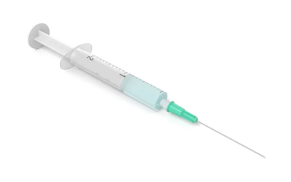 3d rendu de la seringue médicale de sécurité avec aiguille isolée sur fond blanc — Photo