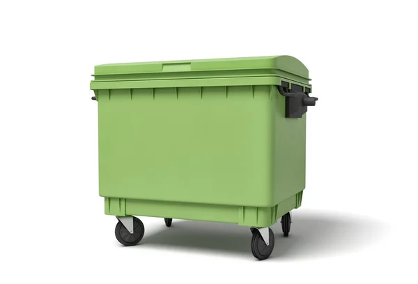 3d representación de cubo de basura verde aislado sobre fondo blanco — Foto de Stock