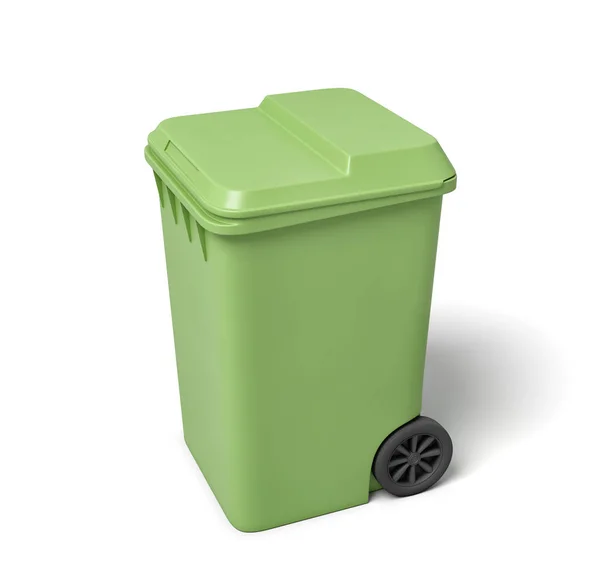 3d rendering of a light-green trash can isolated on white background. — Stock Photo, Image