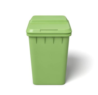 Açık yeşil çöp 3D render olabilir izole üzerinde beyaz arka plan.