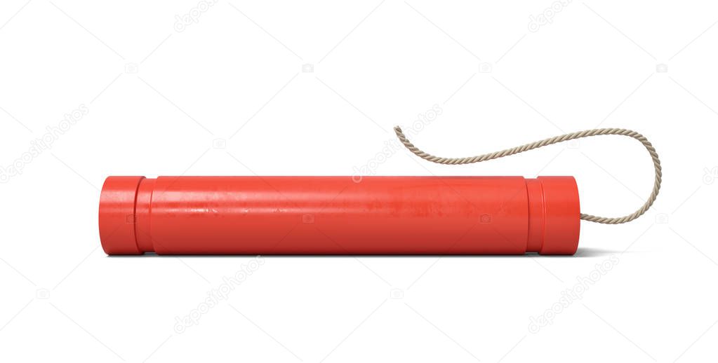 3d rendering of a dynamite stick on a white background.