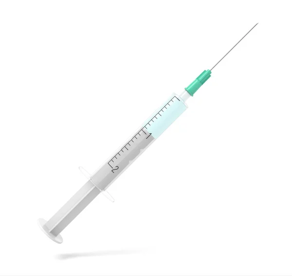 3D renderização da seringa médica de segurança com agulha isolada em fundo branco — Fotografia de Stock