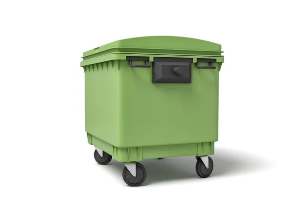 3d 渲染在白色背景上被隔离的绿色垃圾桶 — 图库照片