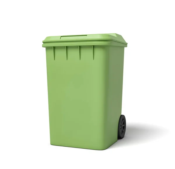 3d rendering of a light-green trash can isolated on white background. — Stock Photo, Image