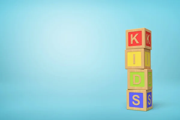 3D візуалізація іграшкових блоків алфавіту на синьому фоні . — стокове фото