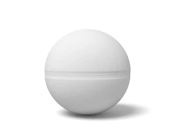 Rendering in primo piano 3d di pallina da ping pong bianca su sfondo bianco . — Foto Stock