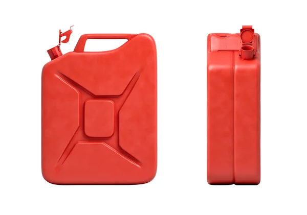 3D-rendering av två röda bensin burkar isolerade på vit bakgrund — Stockfoto