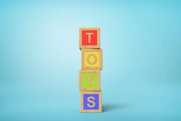3D візуалізація іграшкових блоків алфавіту на синьому фоні . — стокове фото