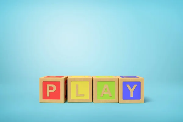 Rendu 3d de blocs de jouets alphabet sur fond bleu . — Photo