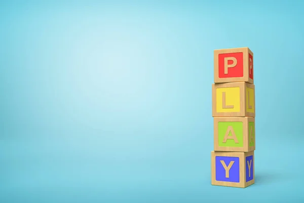 3D representación de bloques de juguete alfabeto sobre fondo azul . —  Fotos de Stock