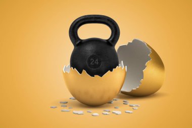 Sadece altın yumurtadan siyah 24 kg kettlebell 3d render.