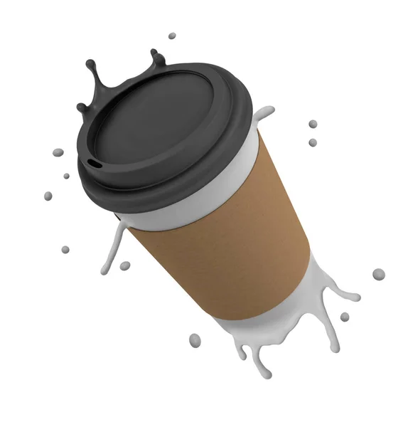 3D-Rendering von Pappkaffeetasse Spritzen isoliert auf weißem Hintergrund — Stockfoto