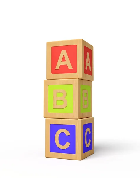 3D-Darstellung von Alphabet-Spielzeugblöcken. — Stockfoto