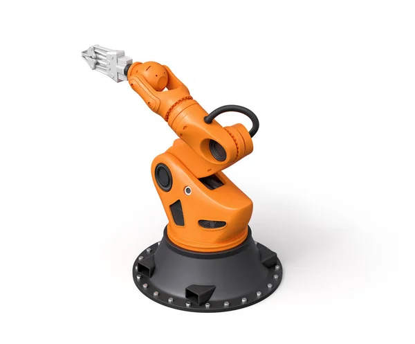 3D-återgivning av orange robotic arm isolerad på vit bakgrund — Stockfoto