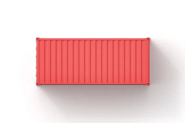 3d rendering of top view of closed red shipping container isolated on white background — Stock Photo, Image