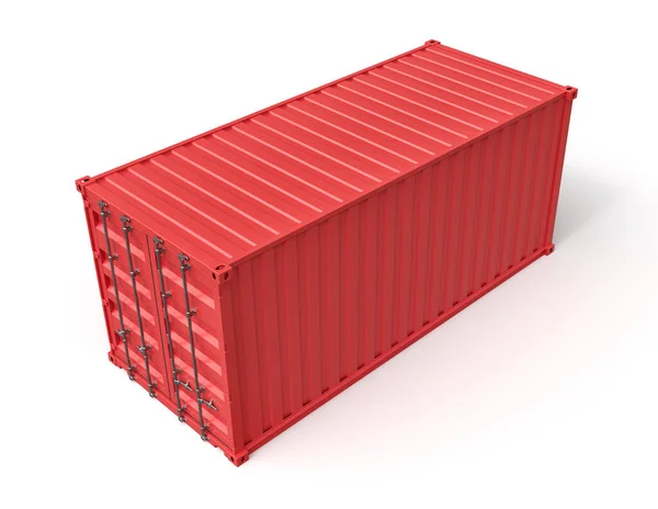 3d rendering of closed red shipping container isolated on white background — Stock Photo, Image