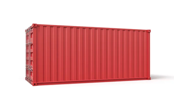 3d rendering of closed red shipping container isolated on white background — Stock Photo, Image