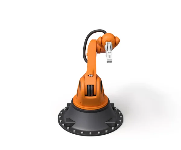 3D-Darstellung von orangefarbenem Roboterarm isoliert auf weißem Hintergrund — Stockfoto