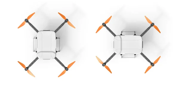 3D-återgivning av ovanifrån av quadcopter isolerad på vit bakgrund — Stockfoto