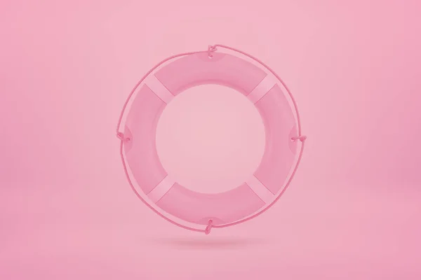 3D renderização de anel de bóia de vida rosa no fundo rosa — Fotografia de Stock