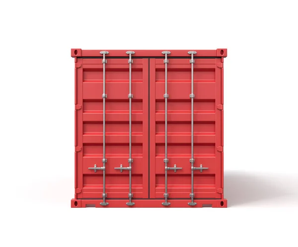 3d rendering of closed red cargo container isolated on white background. — Stock Photo, Image