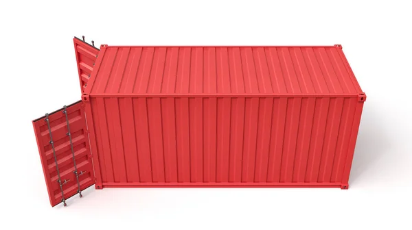 3d rendering of open red shipping container isolated on white background — Stock Photo, Image